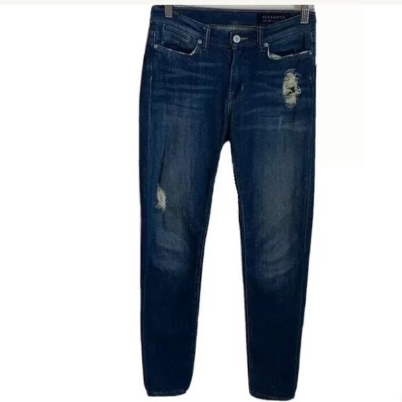 AllSaints Zig Destroy Ripped Skinny Jeans Women’s Sz 26 Distressed Denim - Picture 2 of 9